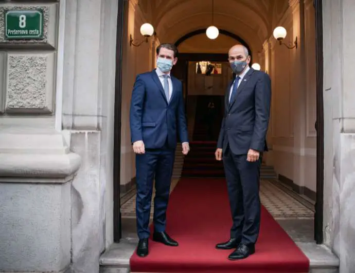 Austrian Chancellor Sebastian Kurz and Prime Minister Janez Janša