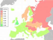Map of European countries by maximum blood alcohol level