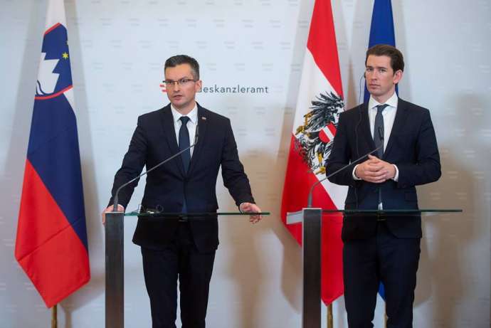 Prime Minister Marjan Šarec and Austrian Chancellor Sebastian Kurz