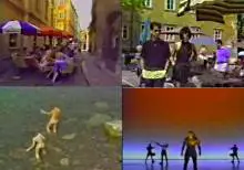 Clockwise, from top left: The Old Town, Ljubljana market, Laibach, naked swimmers